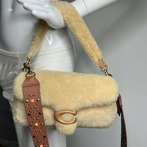Coach Shearling Beige Fur Pillow Tabby Shoulder Crossbody Bag